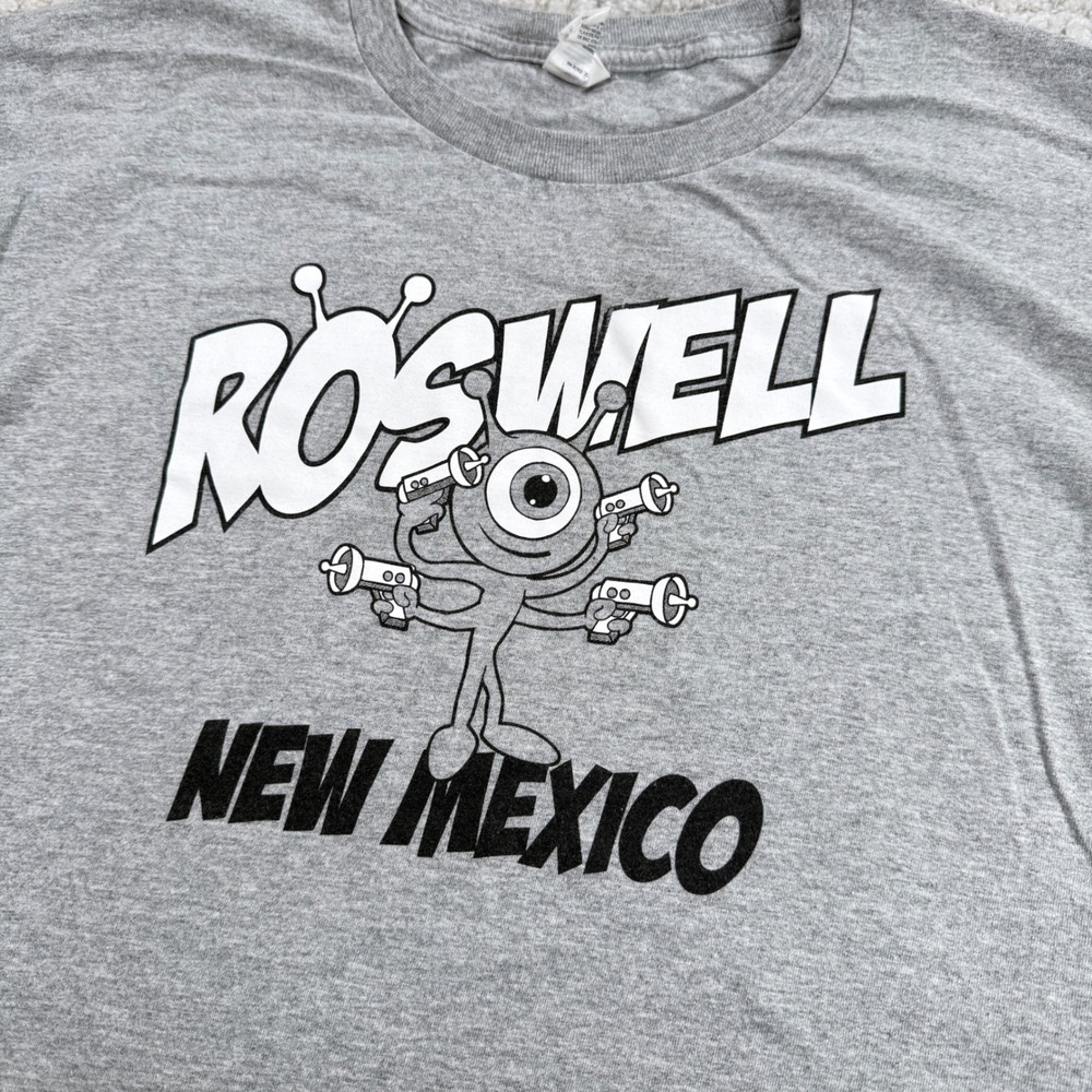 Roswell New Mexico Alien T-Shirt Men XL Grey UFO Area 51 Sci-Fi Nerd VTG Y2K 00s